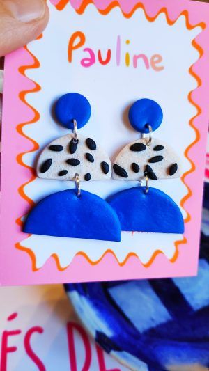 Meninas bleu klein et blanc tâcheté de noir